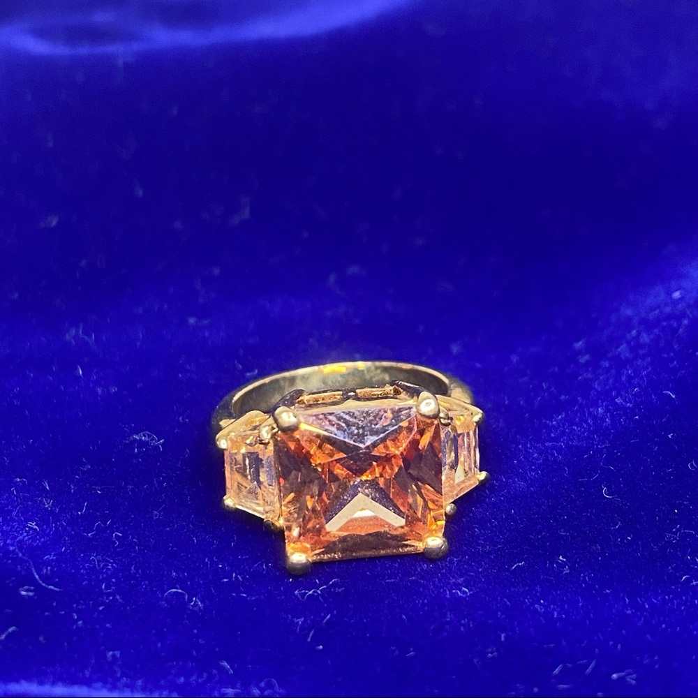 Citrine Color Gold Tone Ring